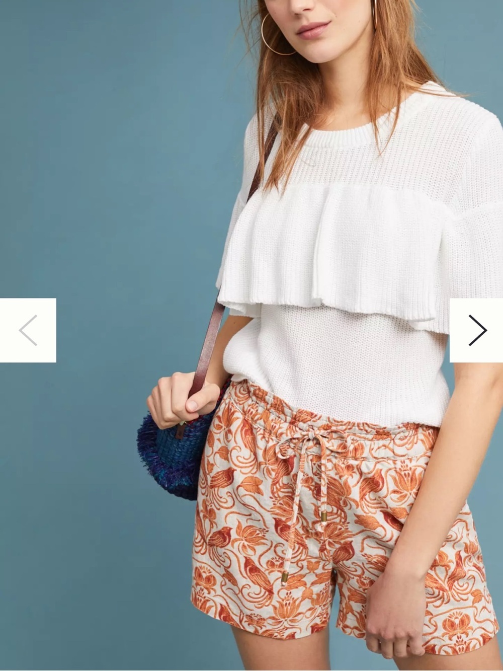 Anthropologie Jolene Linen Blend Shorts Floral Bird Print Size Extra Small